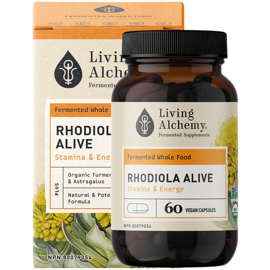 Living Alchemy Rhodiola Alive 100mg, Fermented Organic Rhodiola, 60 Capsules