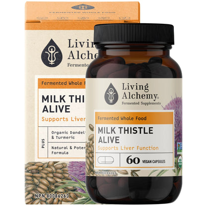 Living Alchemy Milk Thistle Alive 100mg, Fermented Milk Thistle Capsules