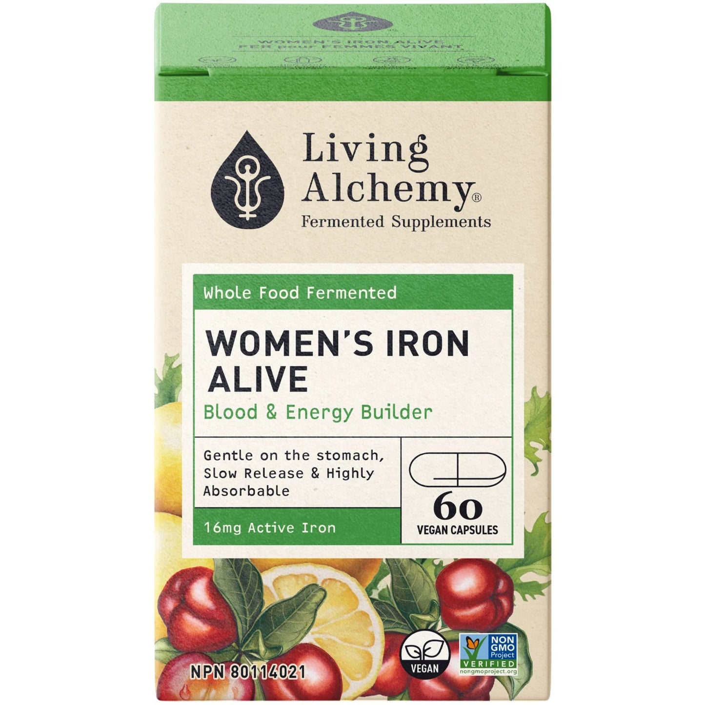 Living Alchemy Women's Iron Alive 16mg, Blood and Energy Builder, 60 Vegetable Capsules