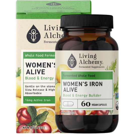 Living Alchemy Women's Iron Alive 16mg, Blood and Energy Builder, 60 Vegetable Capsules