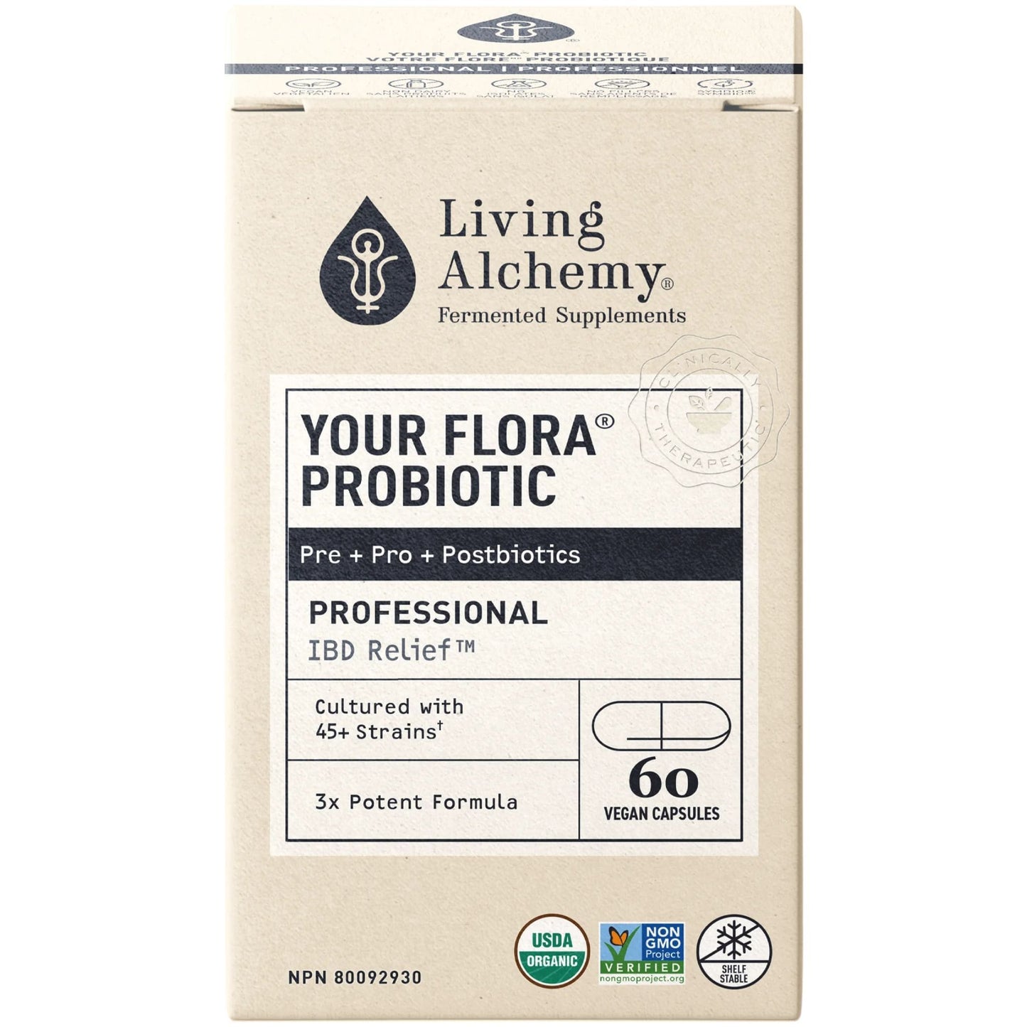 Living Alchemy Your Flora Professional, Complete Gut Relief, 60 Capsules