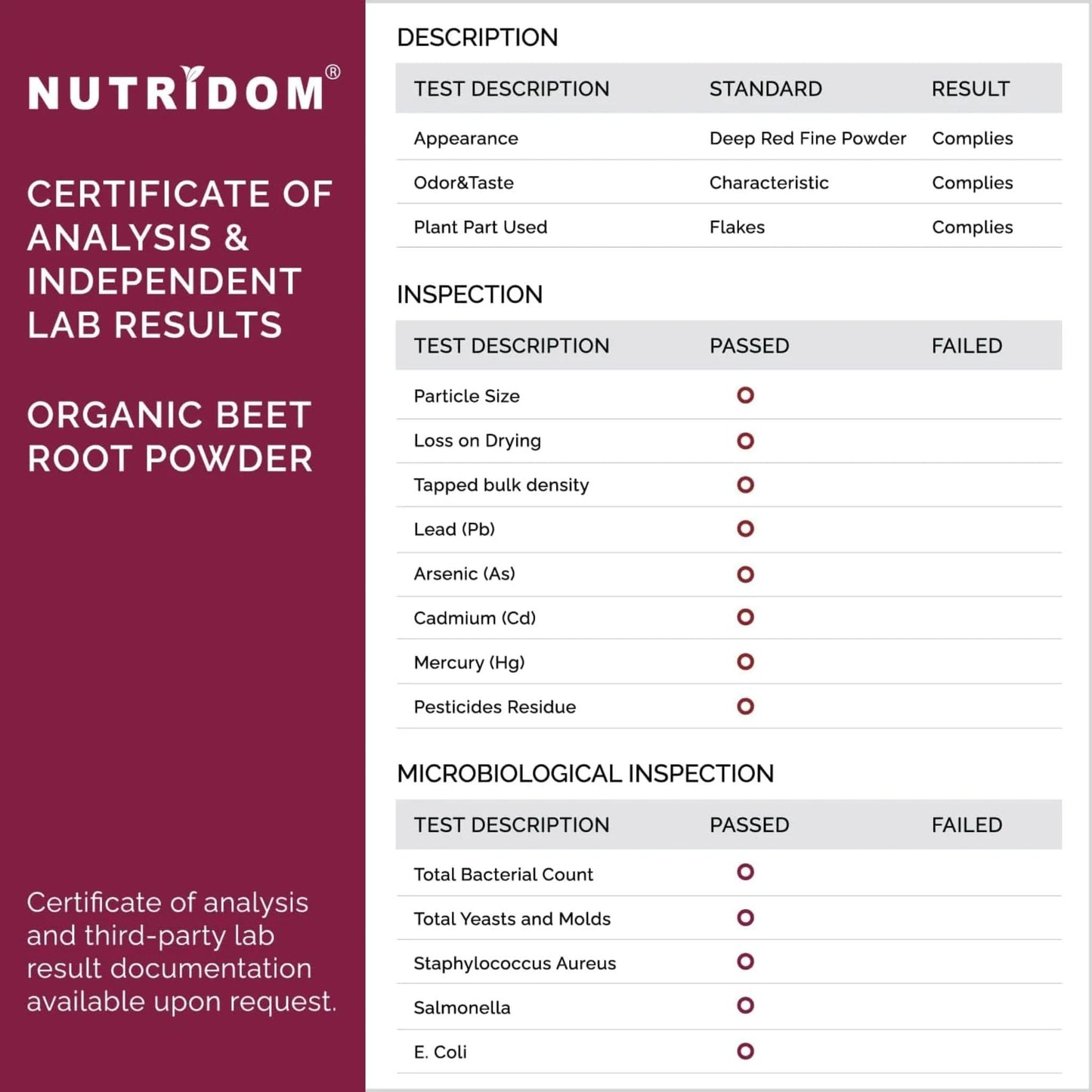 225g | Nutridom Red Beetroot Powder