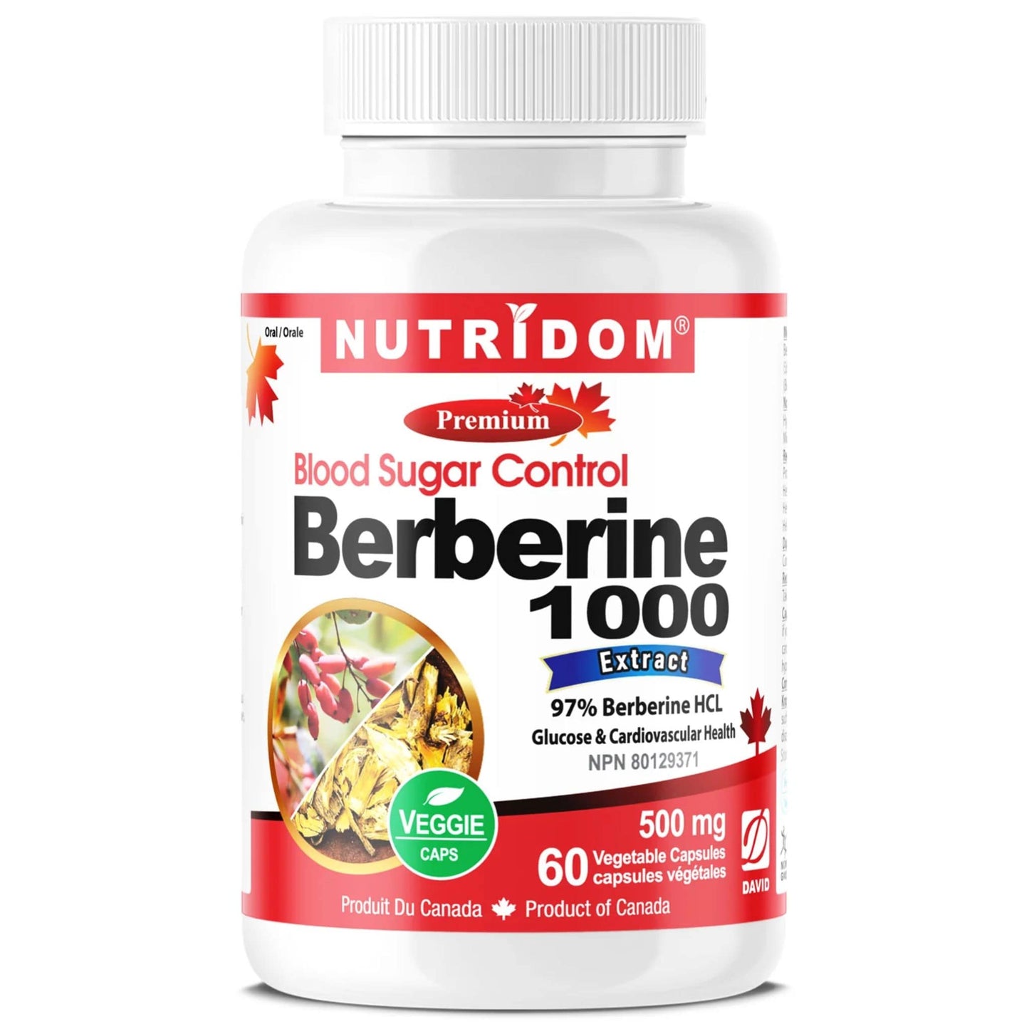 60 Vegetable Capsules | Nutridom Berberine 1000