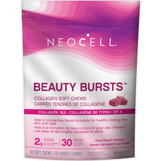 Fruit Punch Flavour, 60 Soft Chews | Neocell Beauty Burst Collagen Soft Chews, Collagen Types 1 and 3