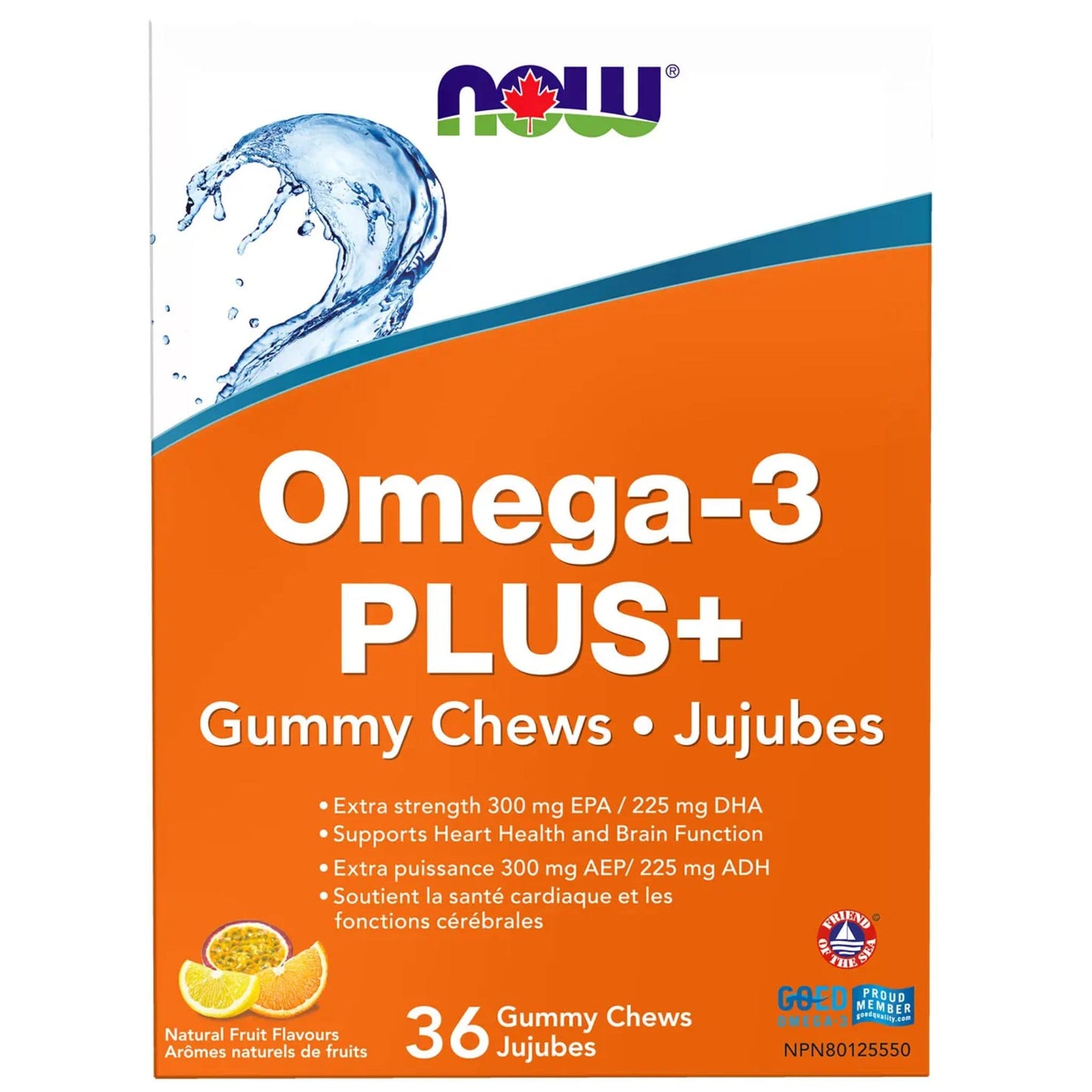 36 Chewable Gummies Natural Fruit Flavours | Now Omega-3 Plus+