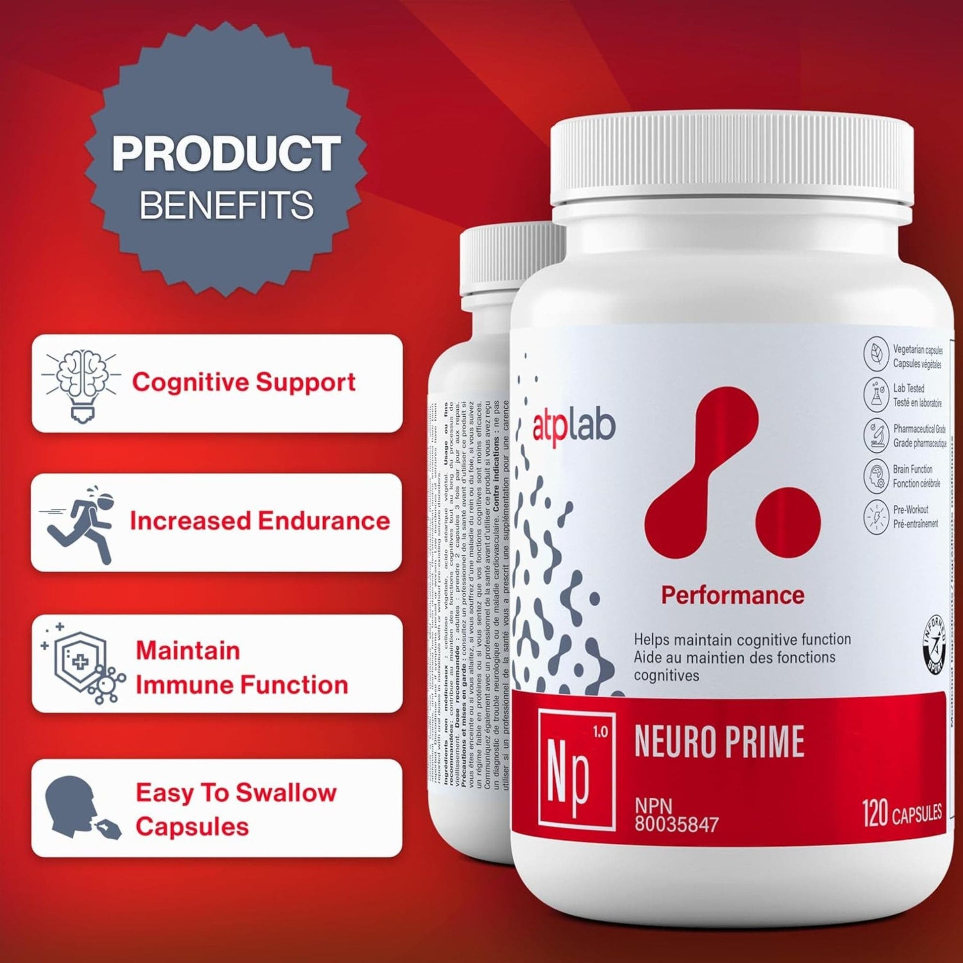 120 Vegetable Capsules | ATP Lab Neuro Prime