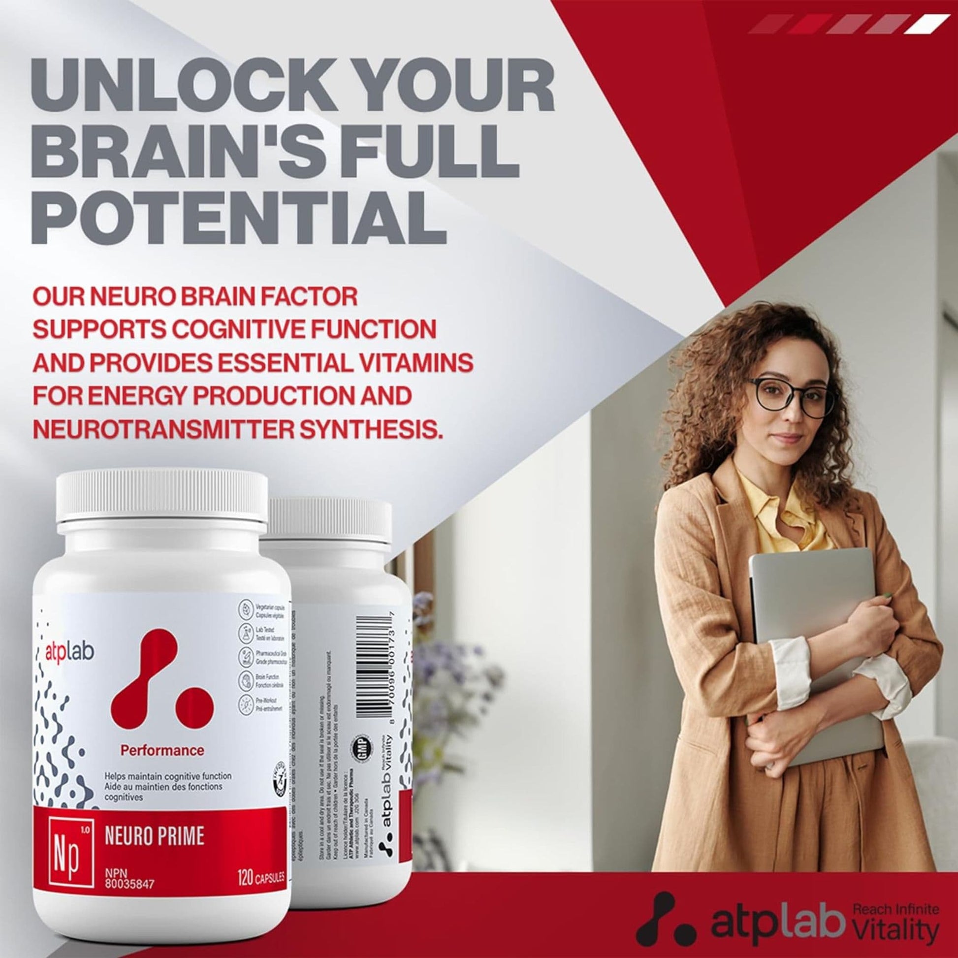 120 Vegetable Capsules | ATP Lab Neuro Prime