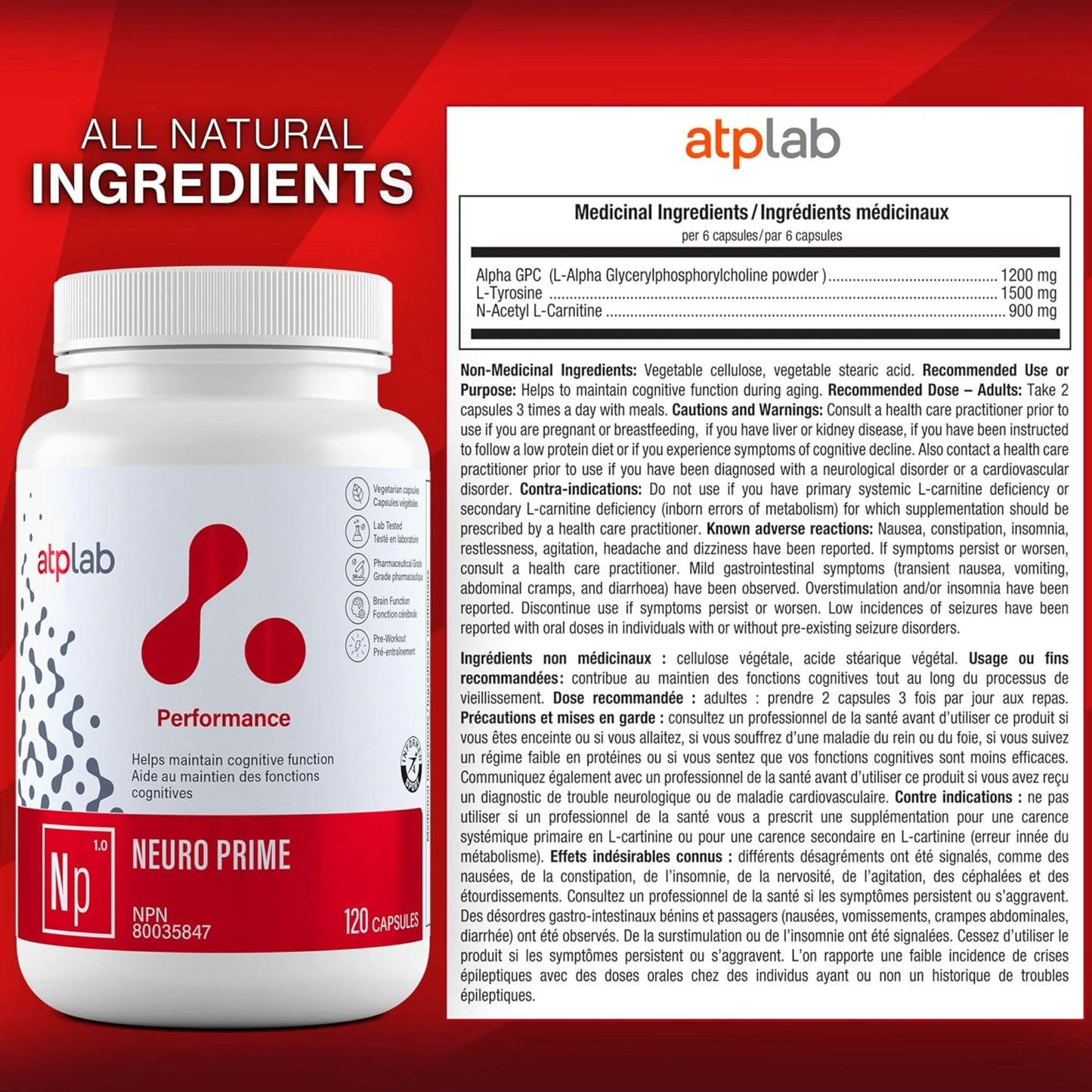 120 Vegetable Capsules | ATP Lab Neuro Prime