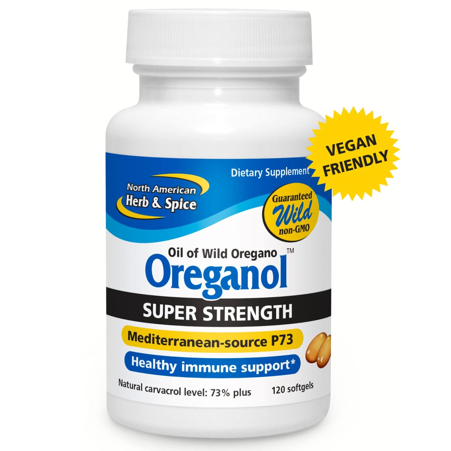 120 Softgels | North American Herb and Spice Super Strength Oreganol P73 // unflavoured