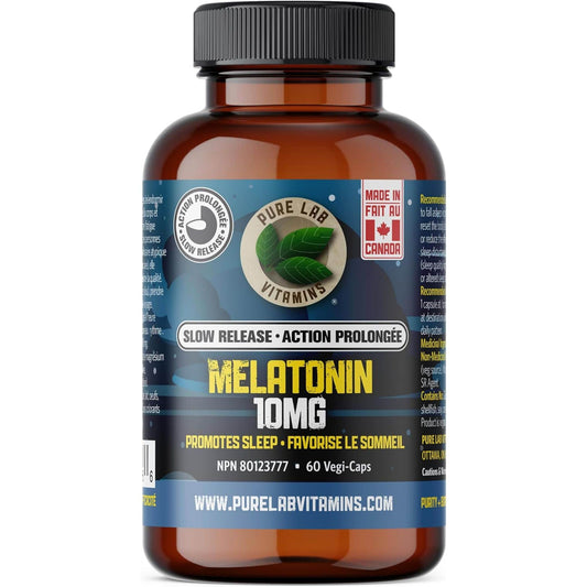 60 Vegetable Capsules | Pure Lab Vitamins Melatonin 10 MG Slow Release