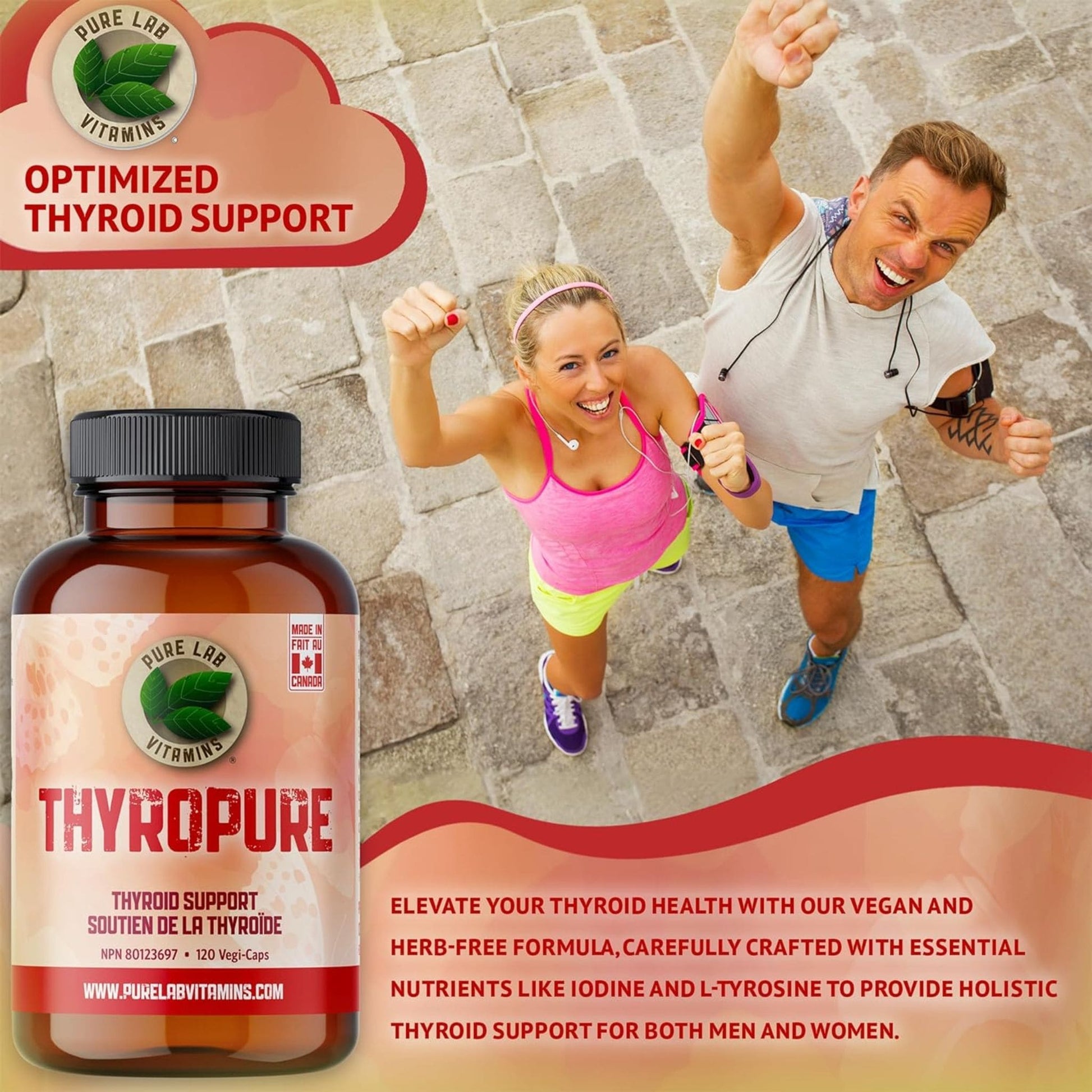 120 Vegetable Capsules | Pure Lab Vitamins ThyroPure Infographic