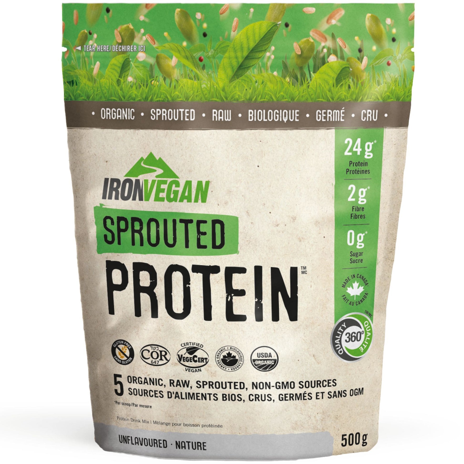 Unflavoured, 500g | Iron Vegan Sprouted Protein Powder