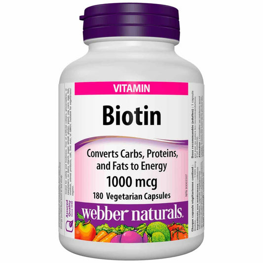 180 Vegetarian Capsules | Webber Naturals Biotin 1000mcg