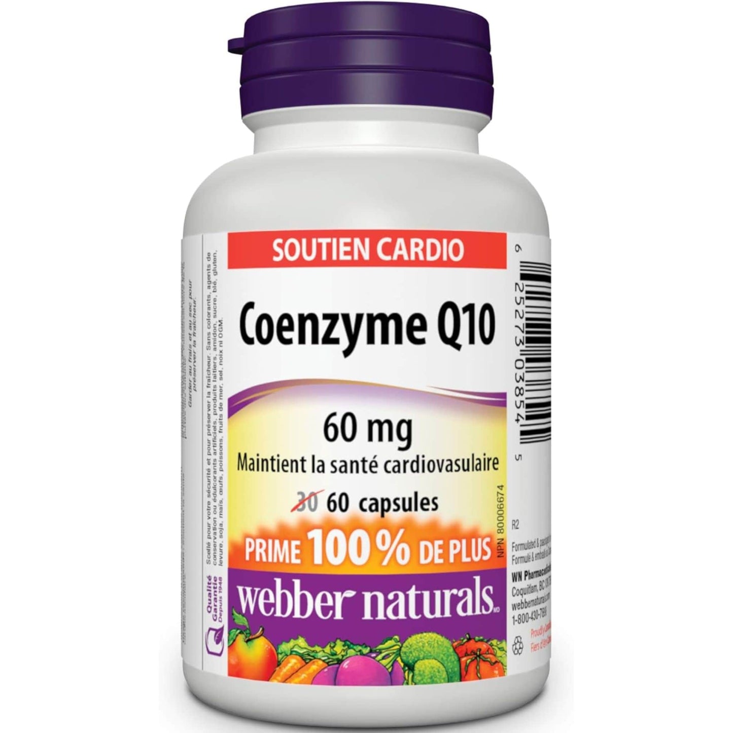 60 Capsules | Webber Naturals Coenzyme Q10 60mg // French Bottle