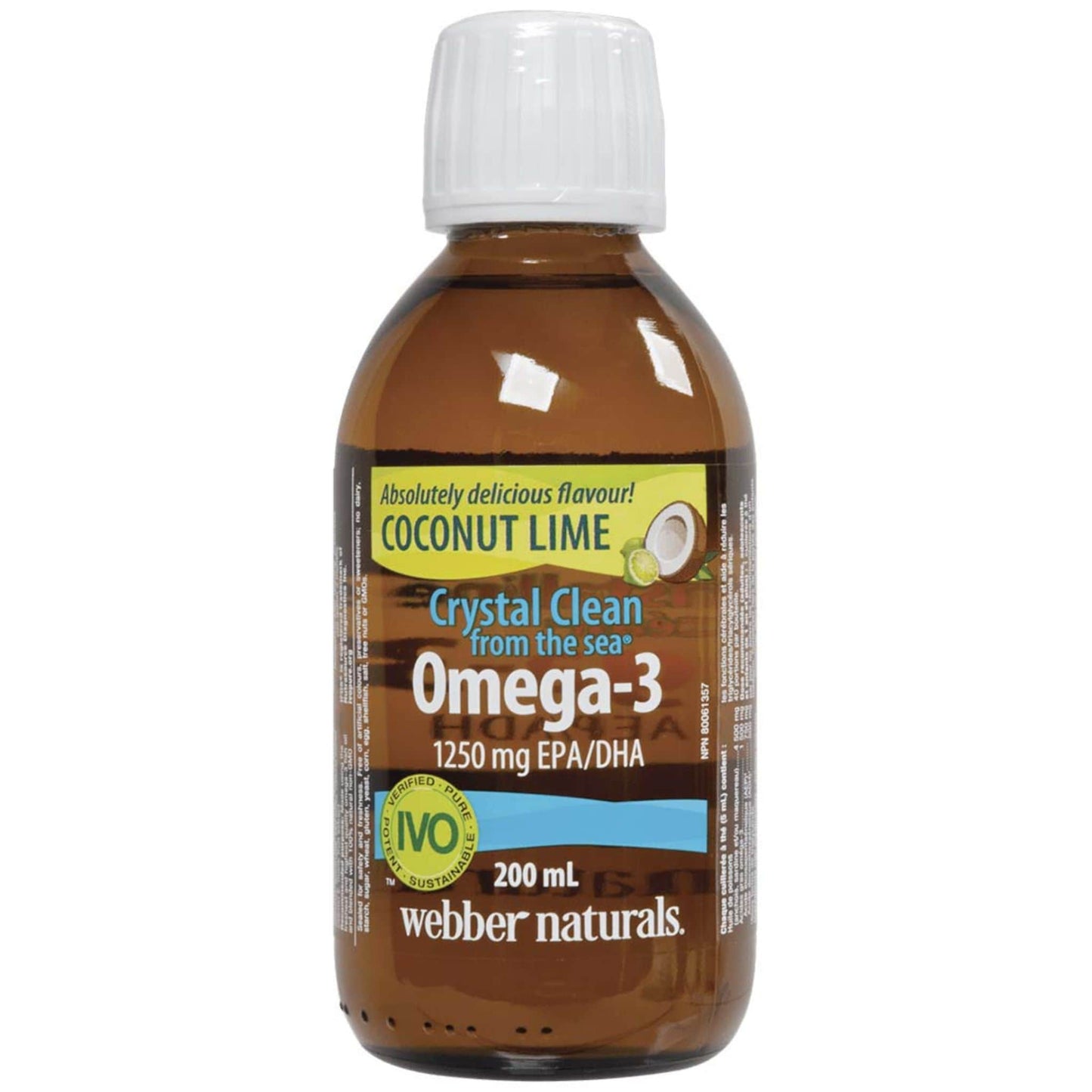 Coconut Lime 200ml | Webber Naturals Omega-3 1250mg EPA/DHA Crystal Clean from the Sea // coconut lime flavour