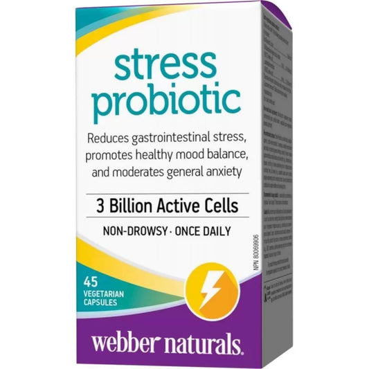 45 Vegetarian Capsules | Webber Naturals Stress Probiotic 3 Billion Active Cells