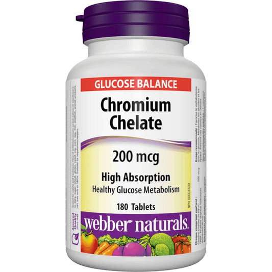 180 Tablets | Webber Naturals Chromium Chelate 200mcg High Absorption