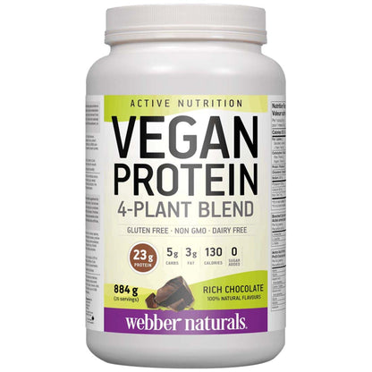 Rich Chocolate 884g | Webber Naturals Vegan Protein 4-Plant Blend // rich chocolate flavour