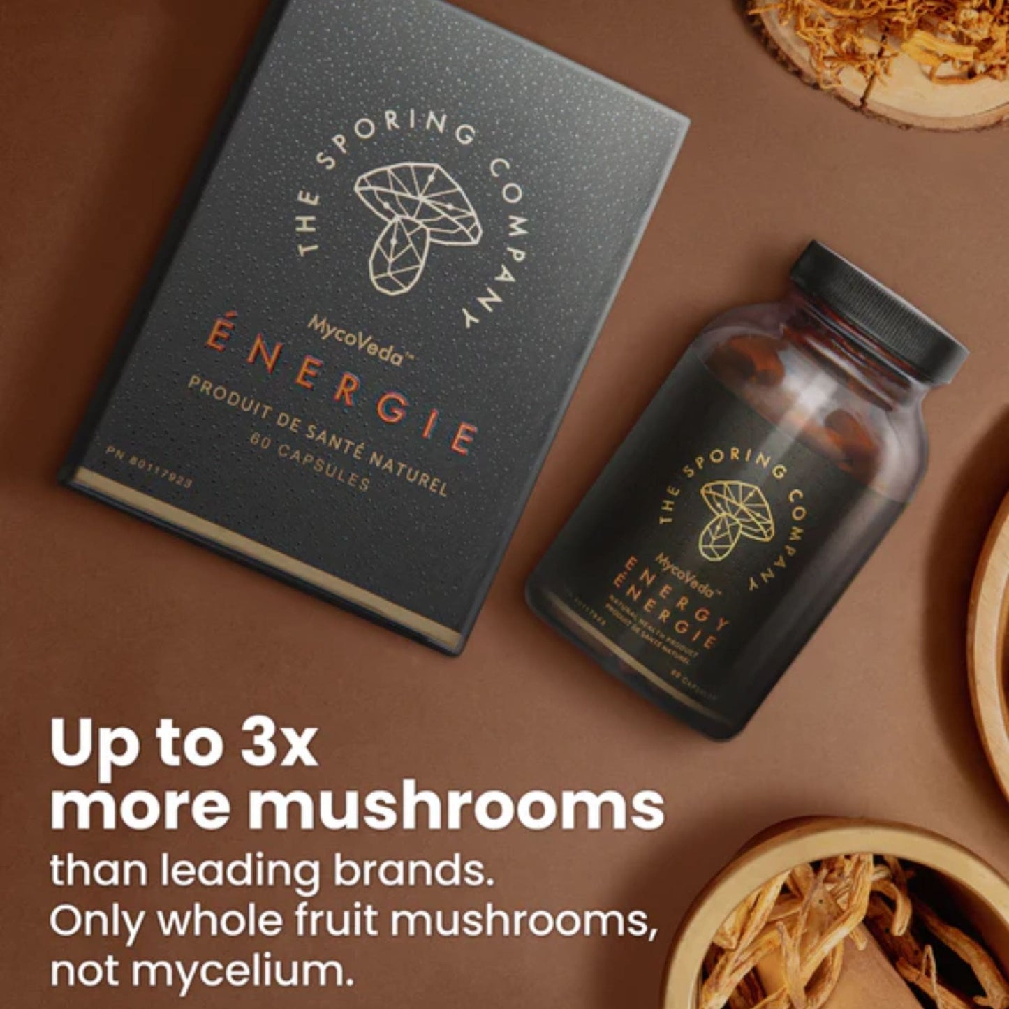 60 Vegetable Capsules | The Sporing Company Mycoveda Energy