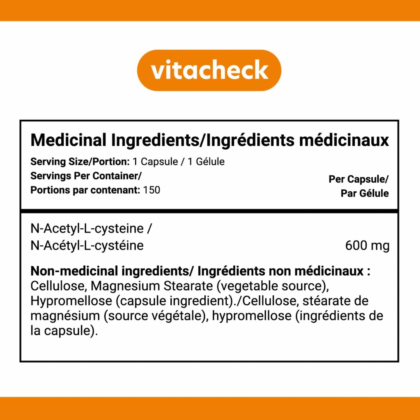 150 Vegetable Capsules | Vitacheck NAC