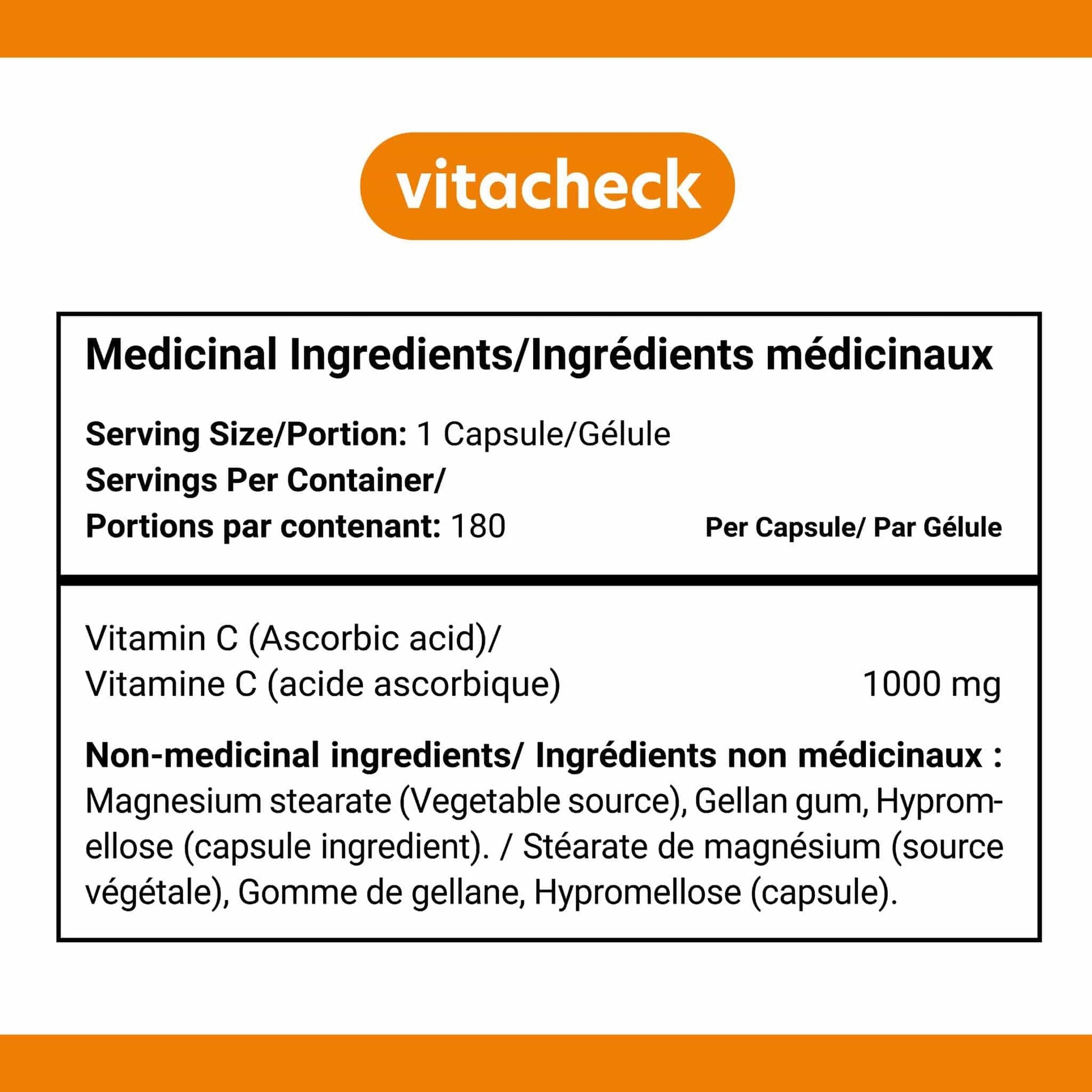 180 Delayed Release Vegetable Capsules | Vitacheck Vitamin C 1000mg