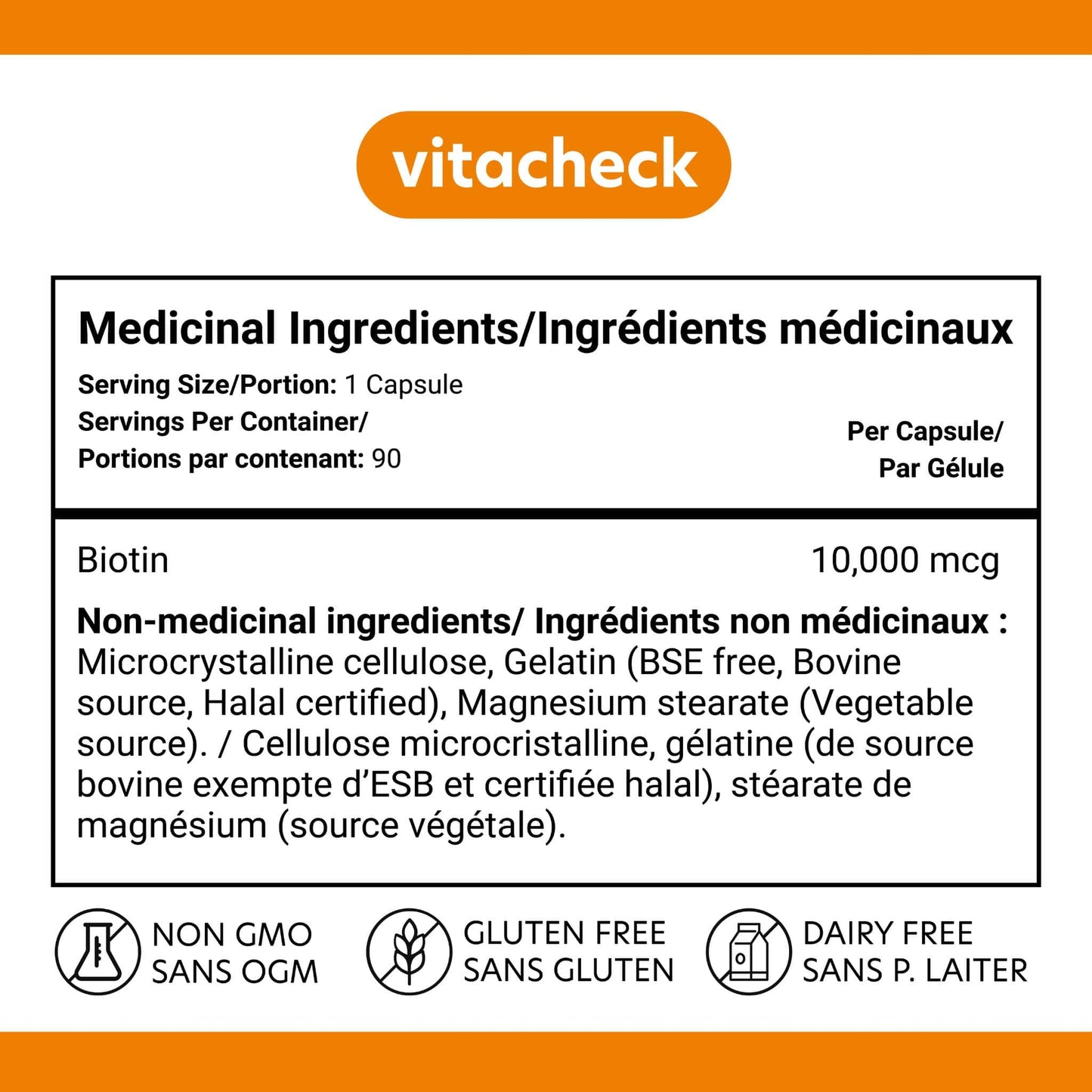 90 Vegetable Capsules | Vitacheck Biotin