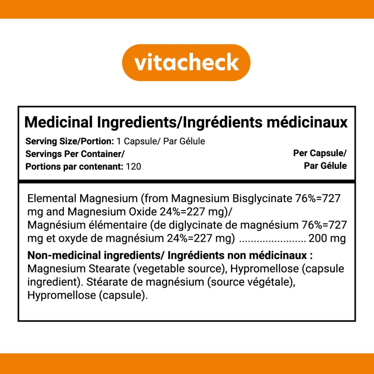 120 Vegetable Capsules | Vitacheck Magnesium Bisglycinate