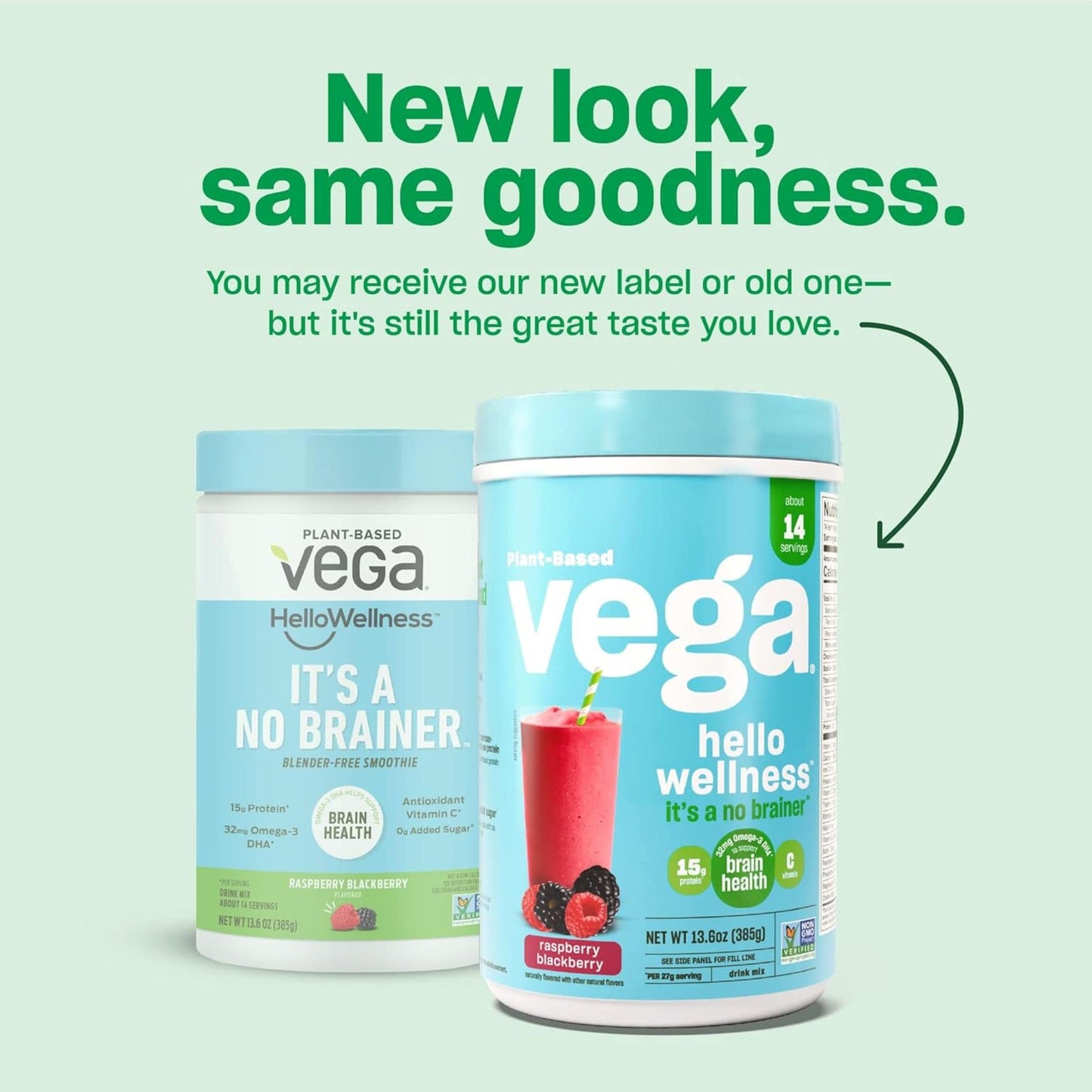 Raspberry, Blackberry 385g | Vega Hello Wellness It's A No Brainer // Infographic