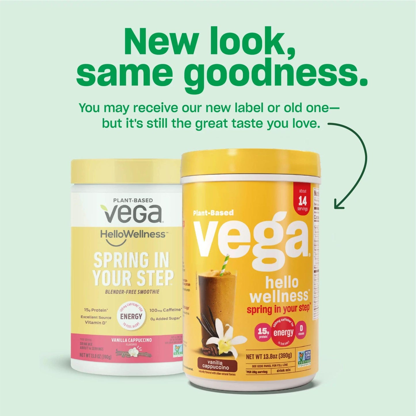 Vanilla Capppuccino 390g | Vega Hello Wellness Spring In Your Step // Infographic