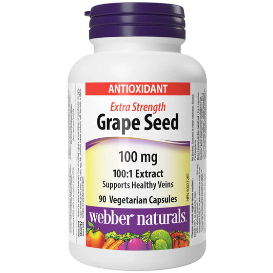 90 Vegetable Capsules  | Webber Naturals Grape Seed