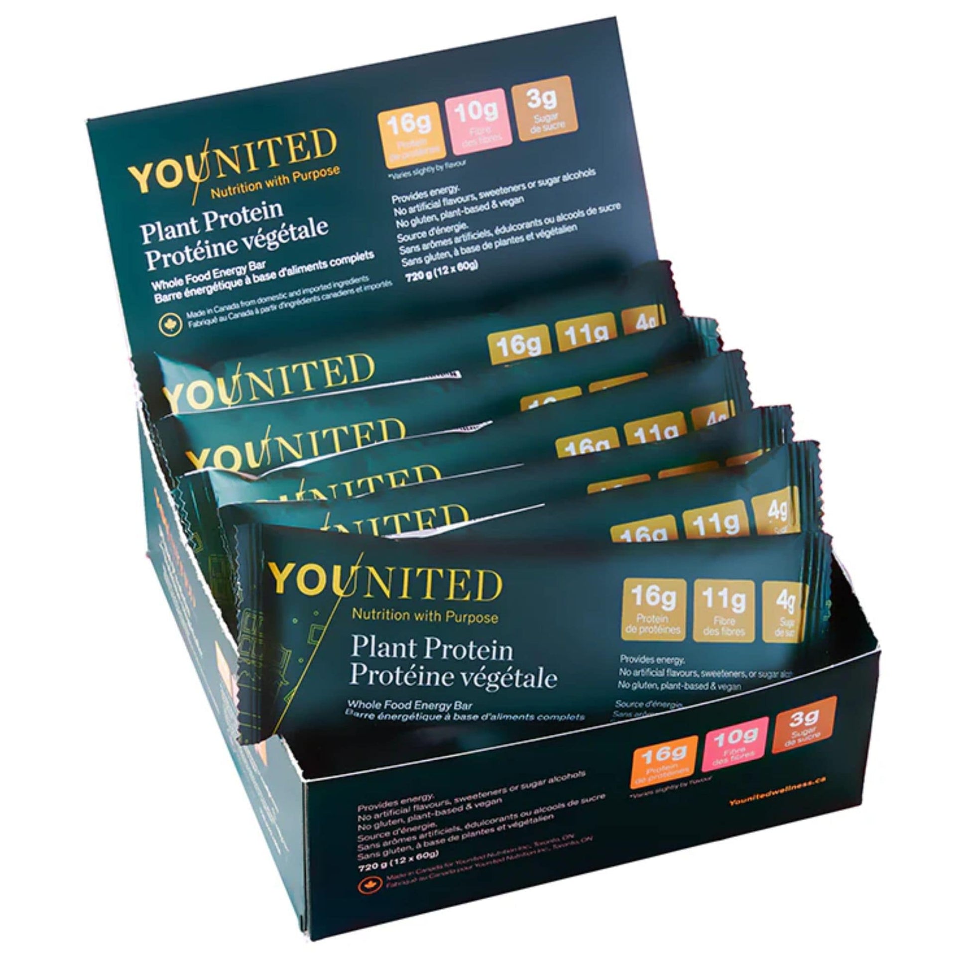 Box (12 Bars) Chocolate | Younited Plant Protein Whole Food Energy Bar