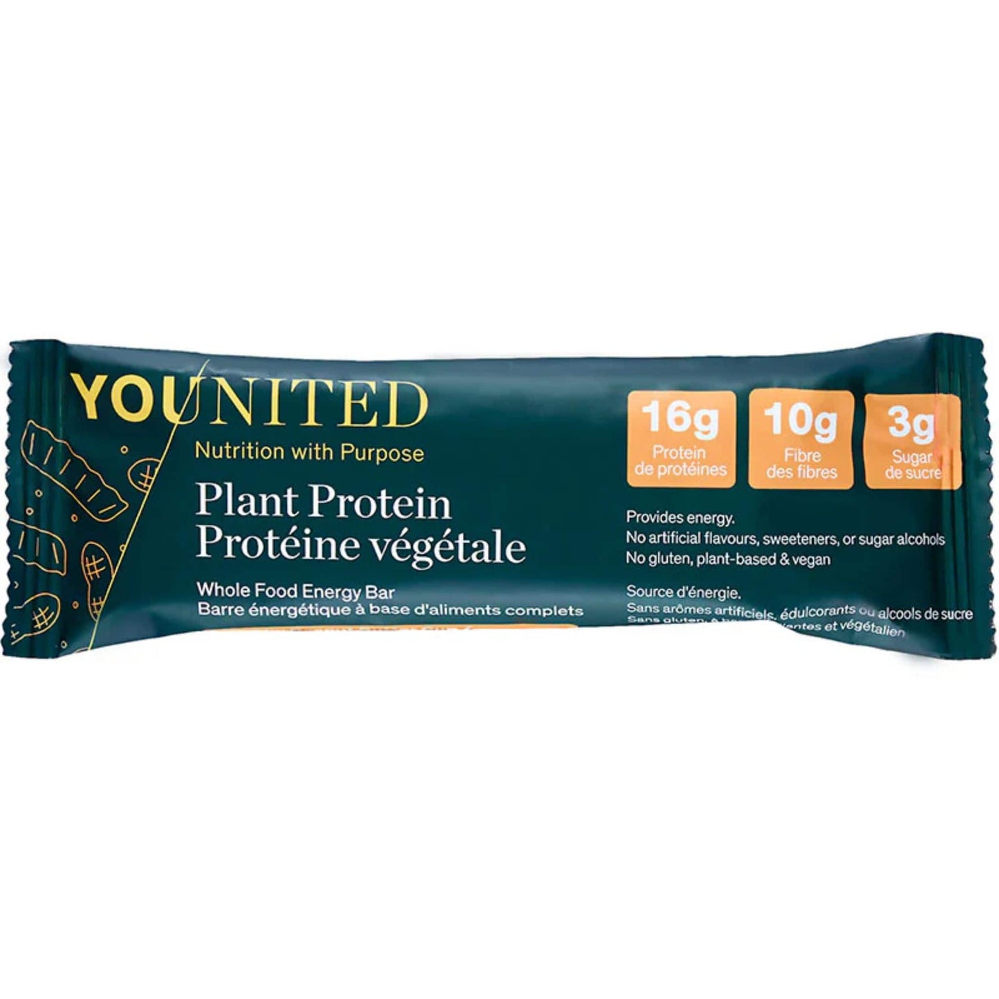 Box (12 Bars) Crunchy Peanut Butter Cup | Younited Plant Protein Whole Food Energy Bar