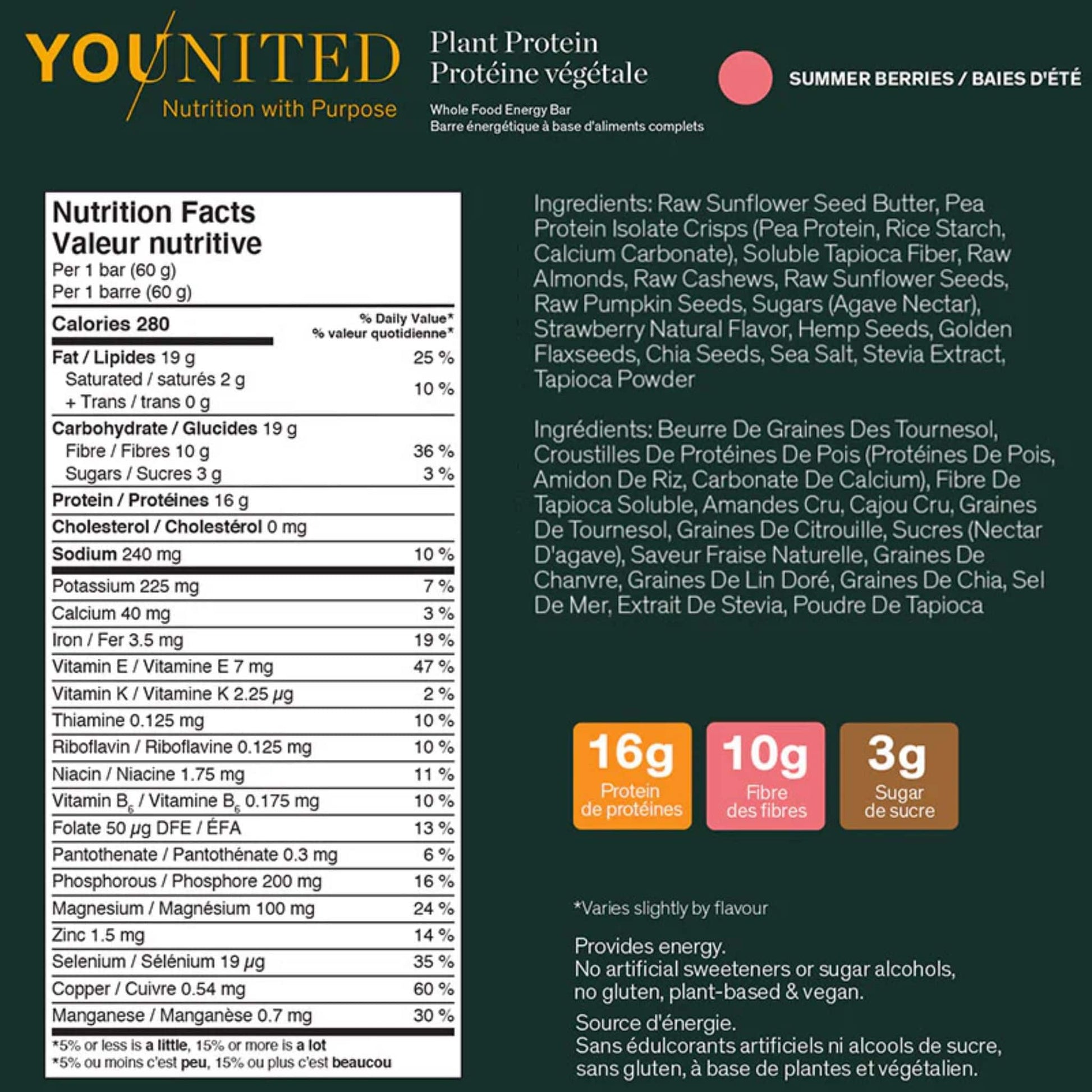 Box (12 Bars) Summer Berry | Younited Plant Protein Whole Food Energy Bar