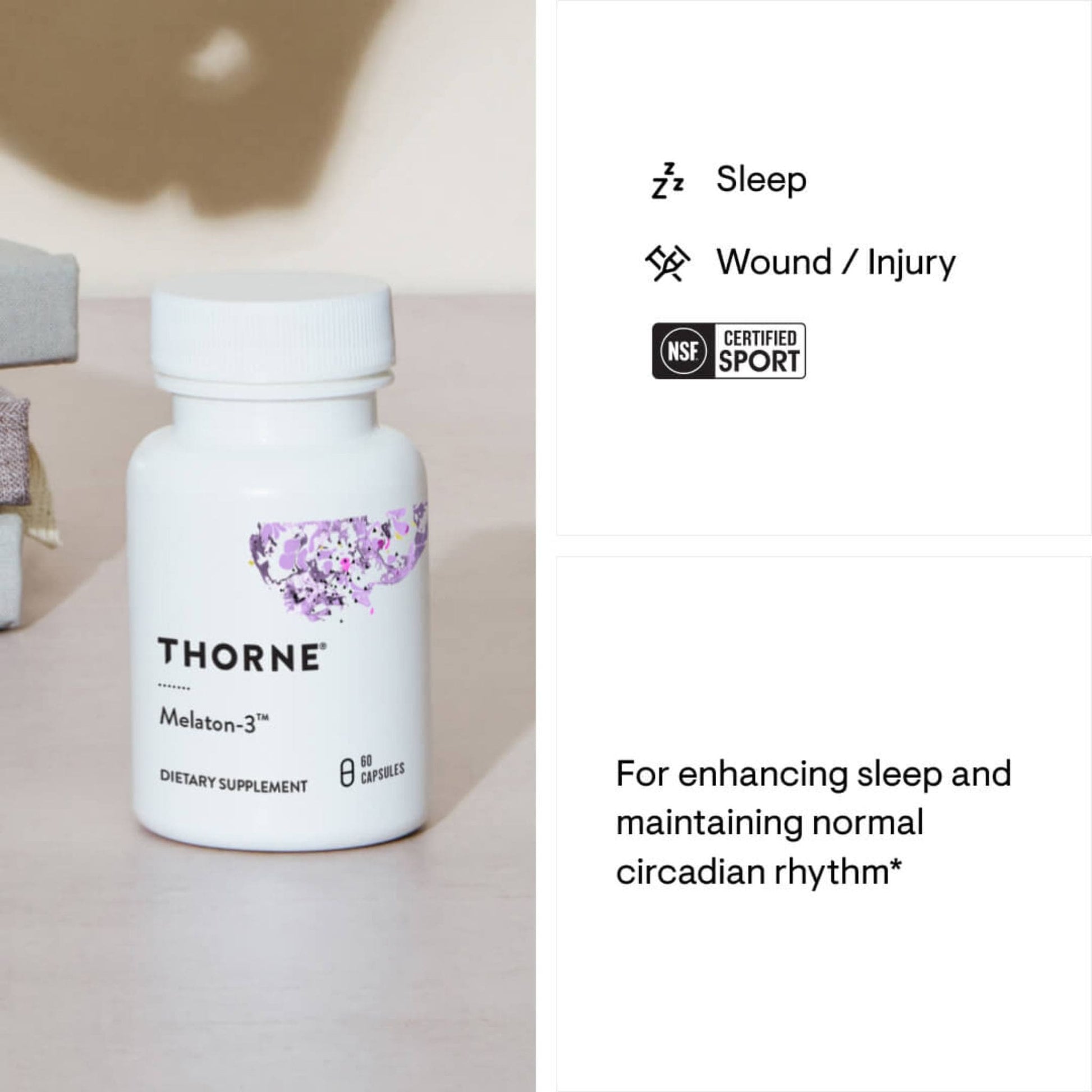 60 Capsules | THORNE Melatonin-3 // Benefits