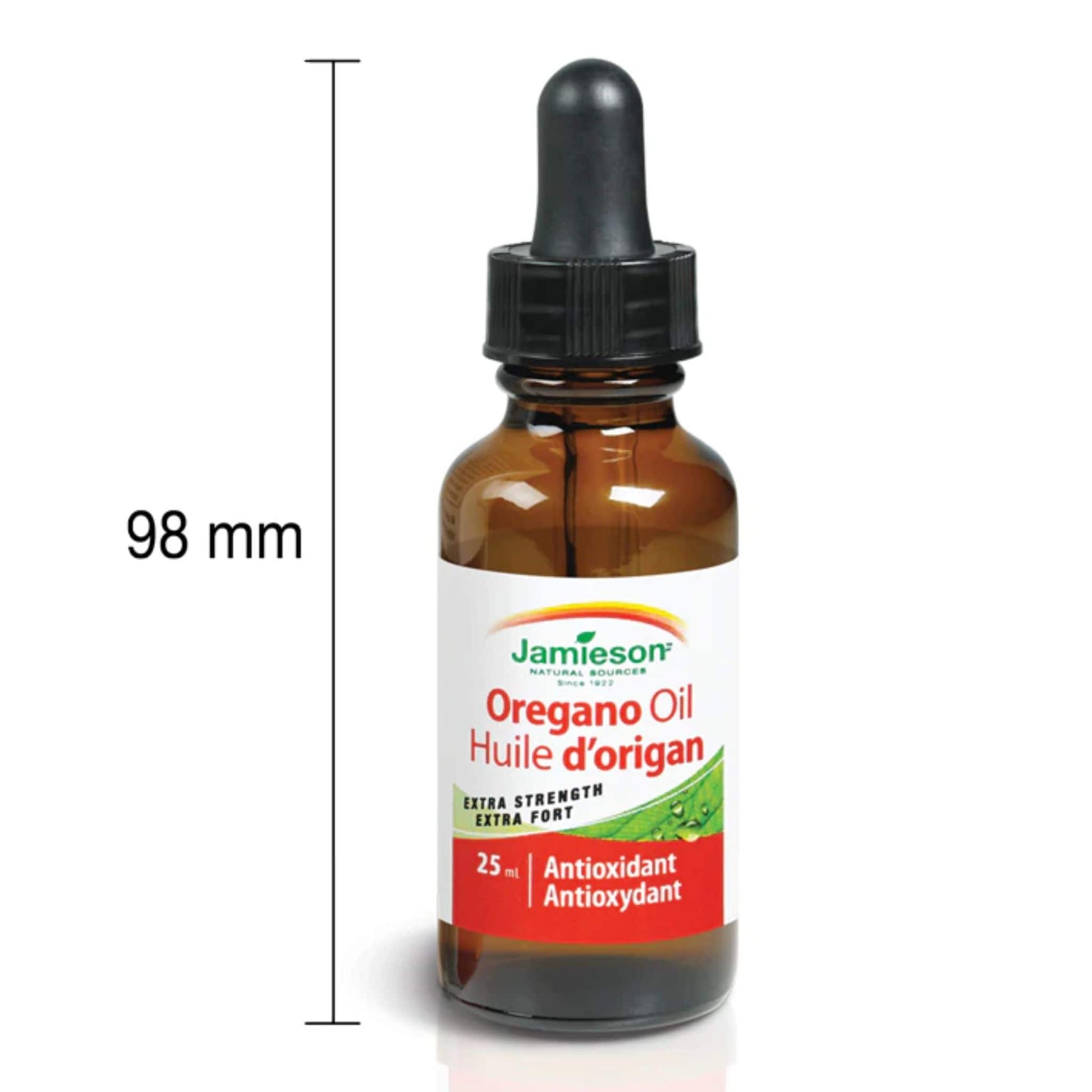 25 mL | Jamieson Oregano Oil Extra Strength with Vitamin E // bottle size