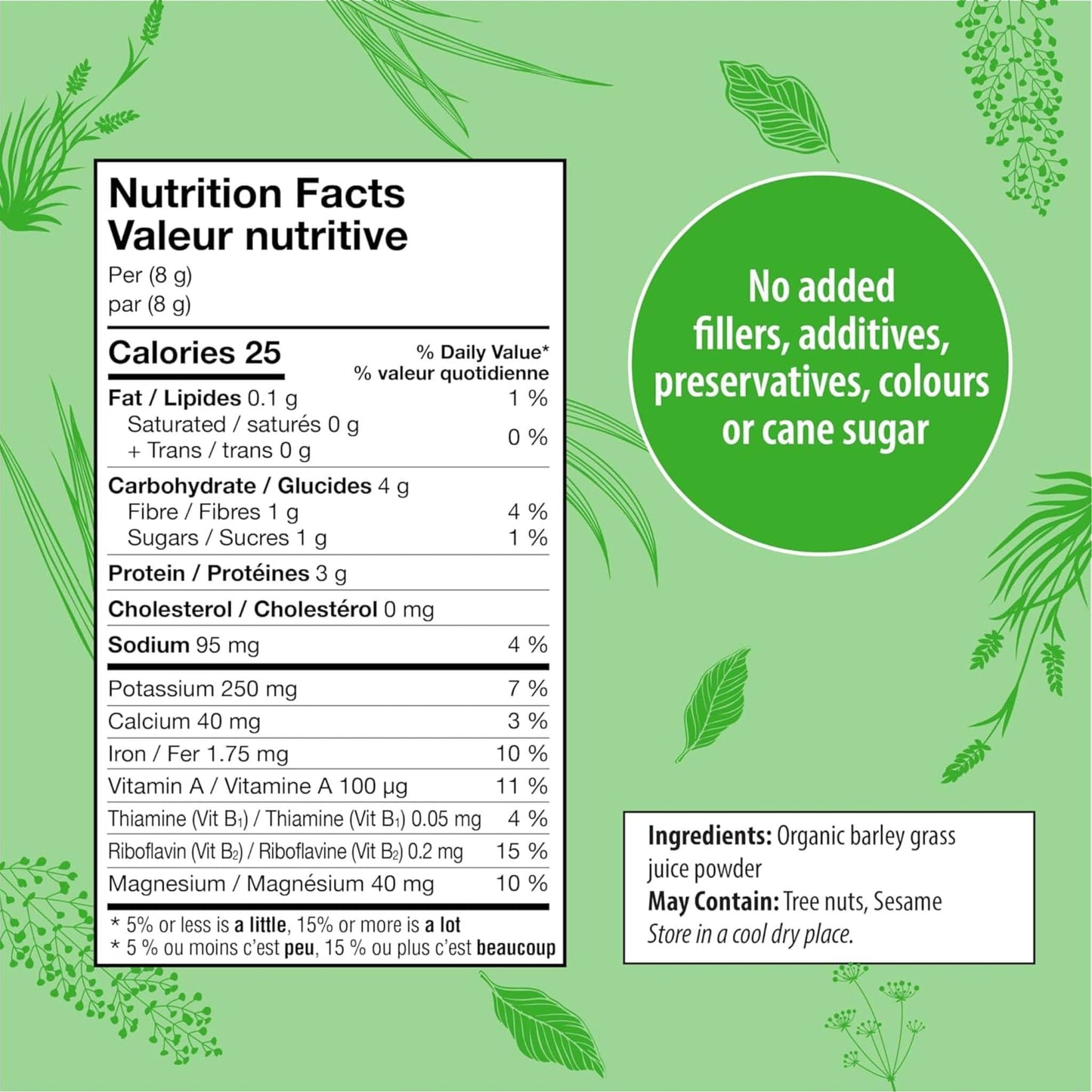 150g | Organic Traditions Barley Grass Juice Powder 5.3oz // Nutrition Facts