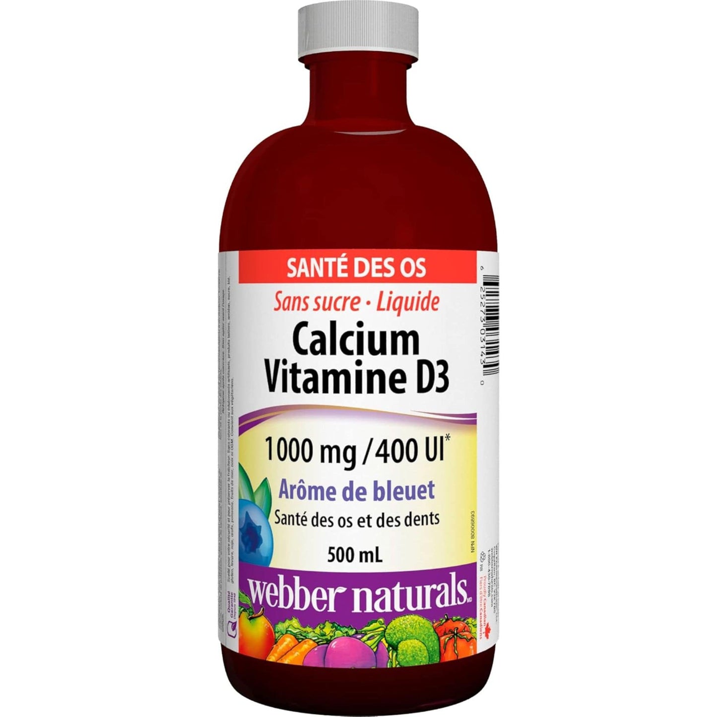 Blueberry 500ml | Webber Naturals Calcium Vitamin D3 1000mg/400IU // French Bottle