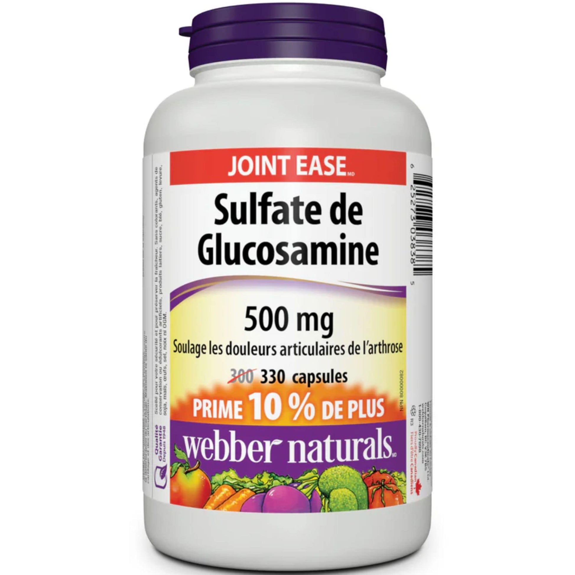 330 Capsules | Webber Naturals Glucosamine Sulfate 500mg // French Bottle
