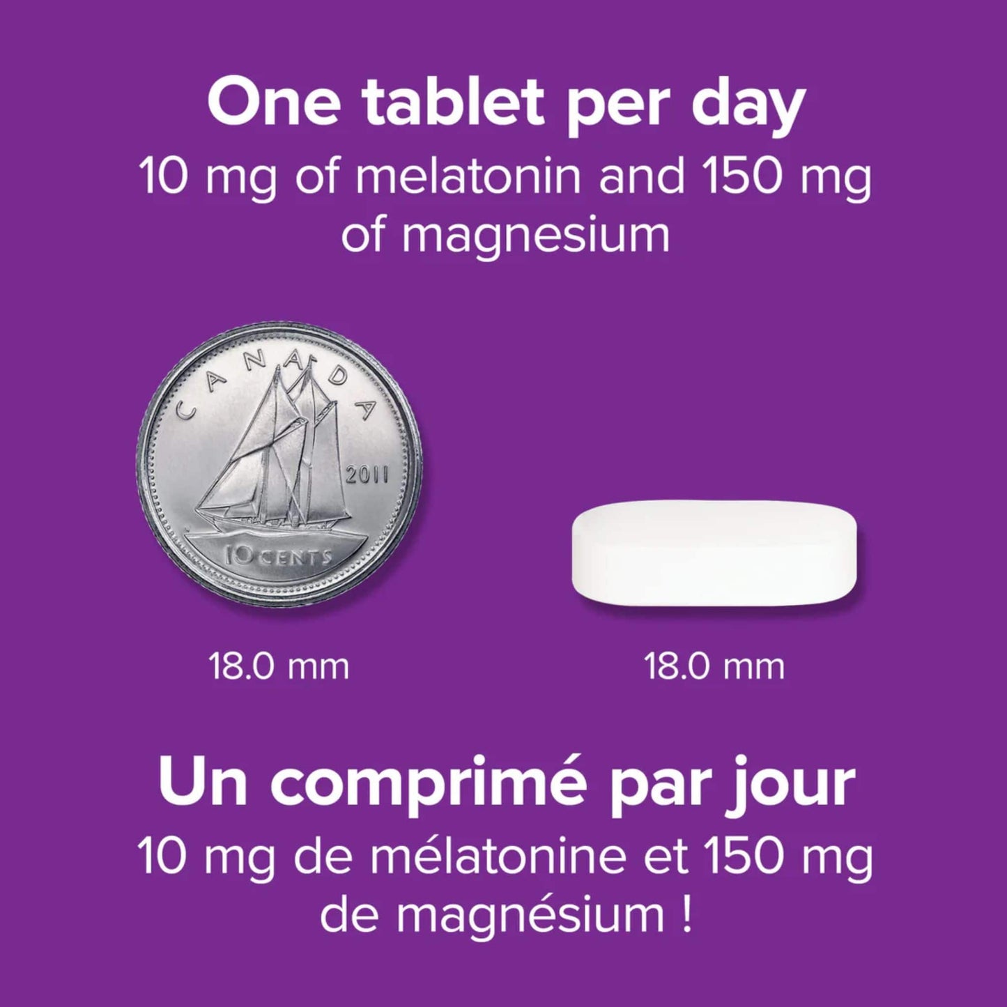 60 Tablets | Webber Naturals Melatonin Magnesium Maximum Strength 10/150mg // Size