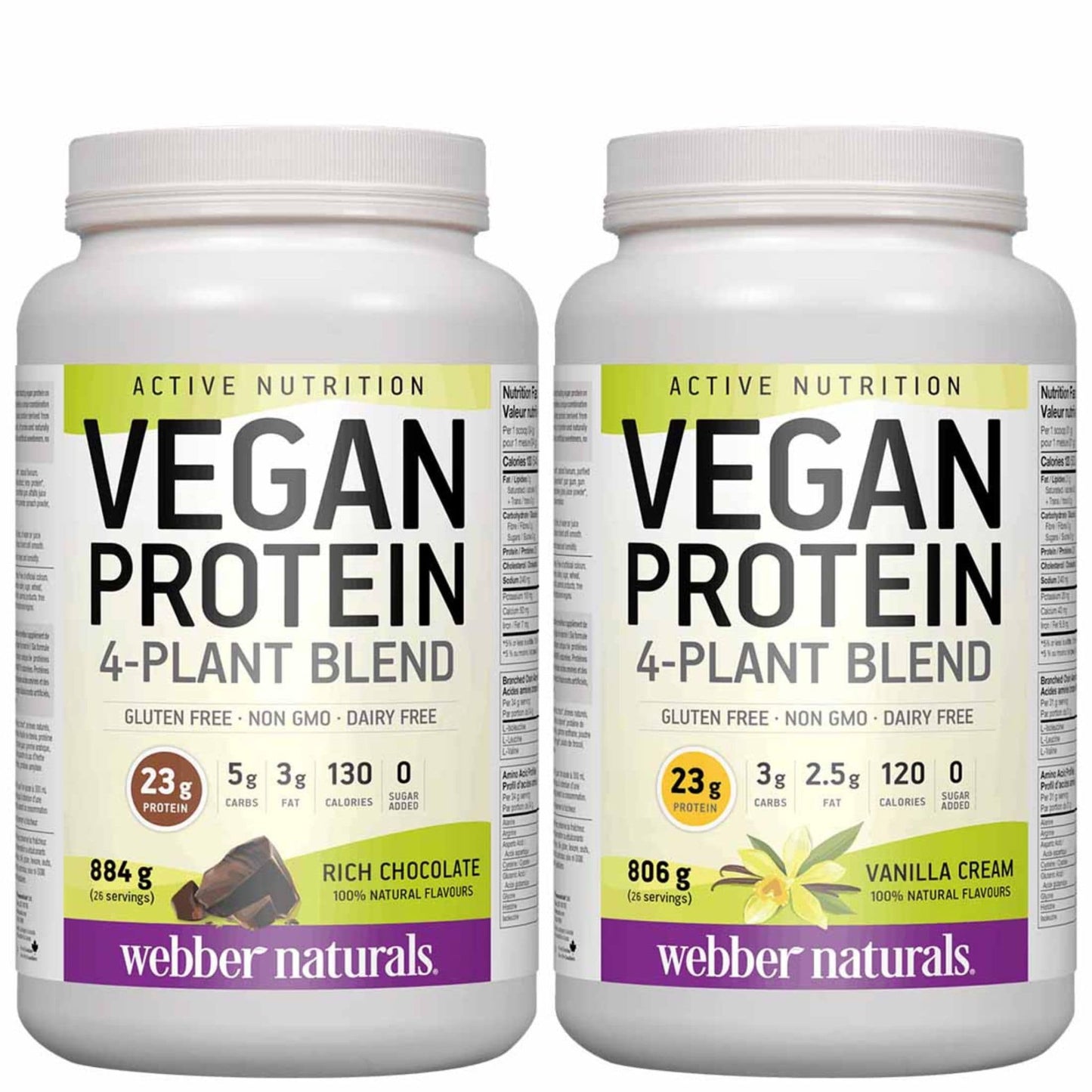 26 Servings | Webber Naturals Vegan Protein 4-Plant Blend