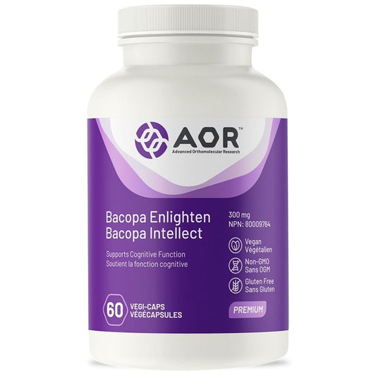 AOR Bacopa Enlighten 300mg, 50% Baccosides, High Potency, 60 Capsules