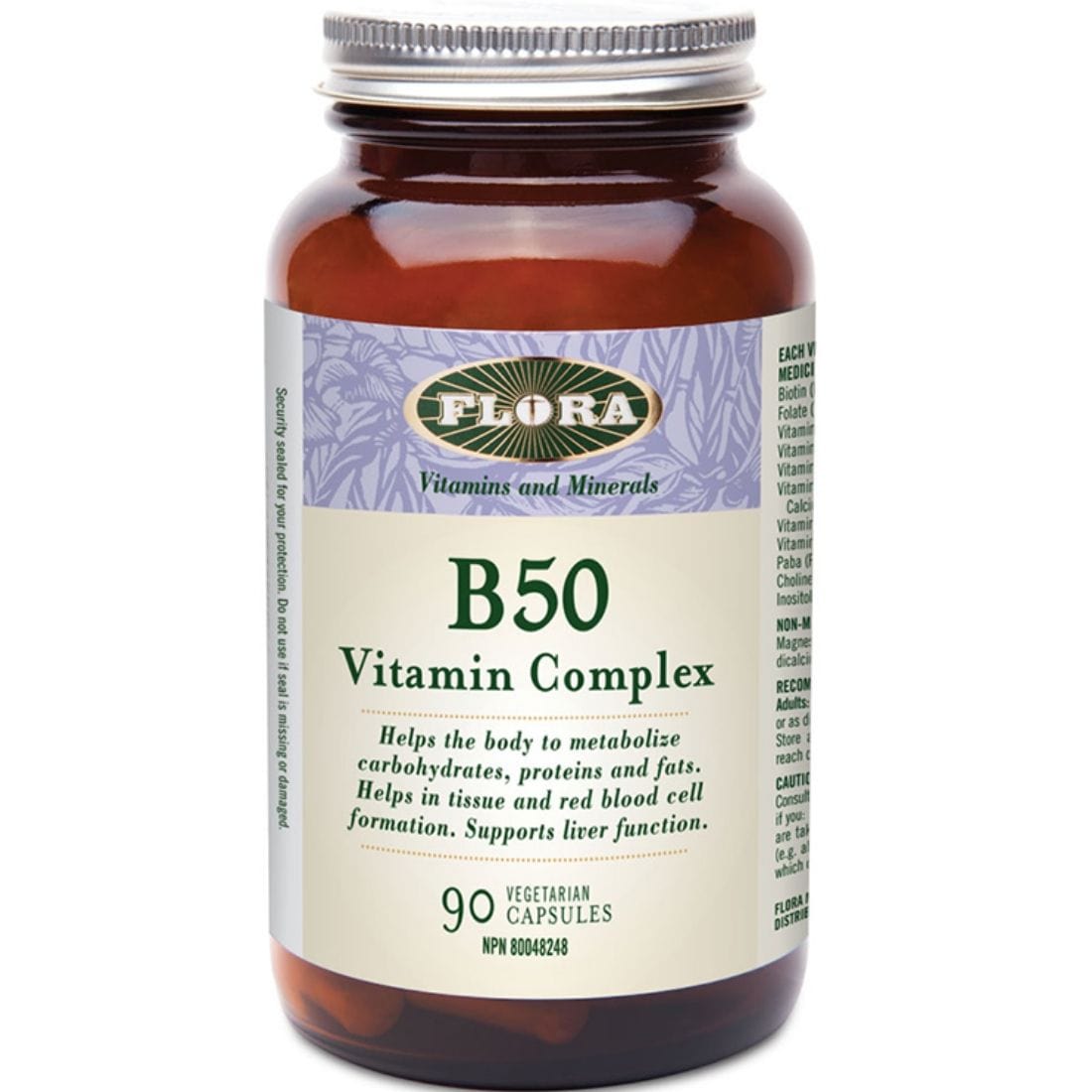 Flora B50 Vitamin Complex, 90 Vegetarian Capsules – Vitamart.ca