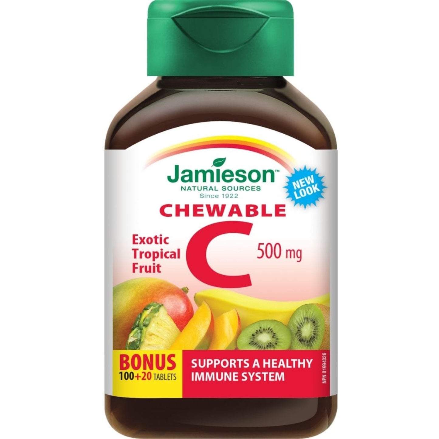 Tropical Fruit, 120 Chewable Tablets | Jamieson Vitamin C 500mg Chewable // tropical fruit flavour