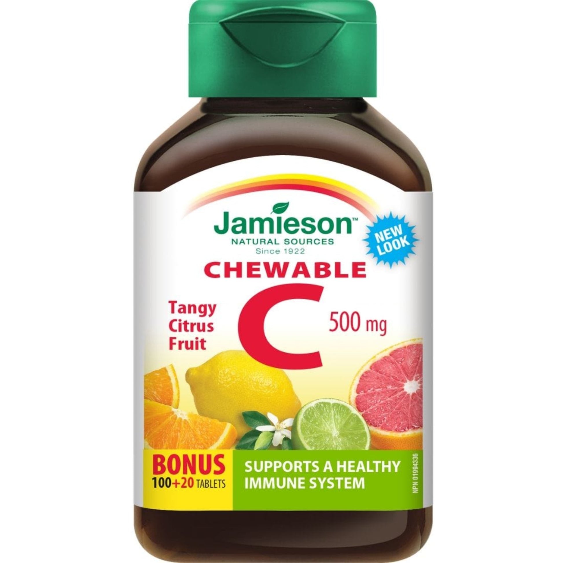 Citrus Fruit, 120 Chewable Tablets | Jamieson Vitamin C 500mg Chewable // citrus fruit flavour