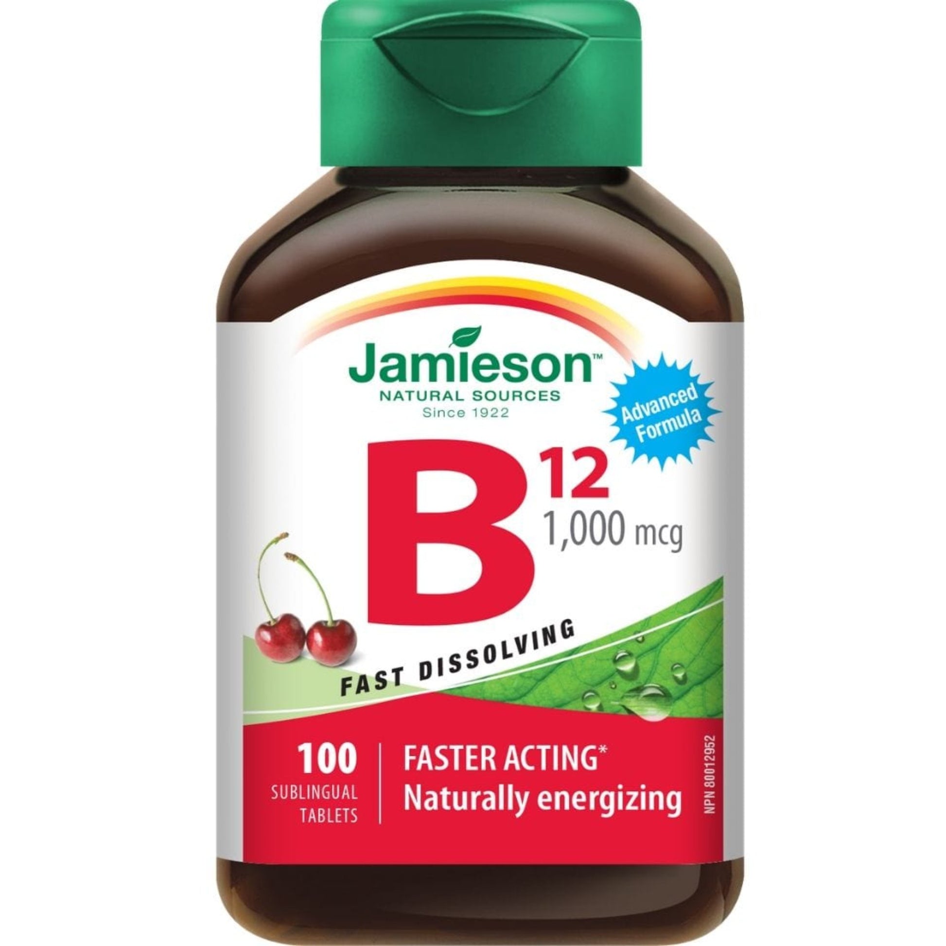 100 Sublingual Tablets | Jamieson Vitamin B12 (Methylcobalamin) 1,000 mcg Fast Dissolving