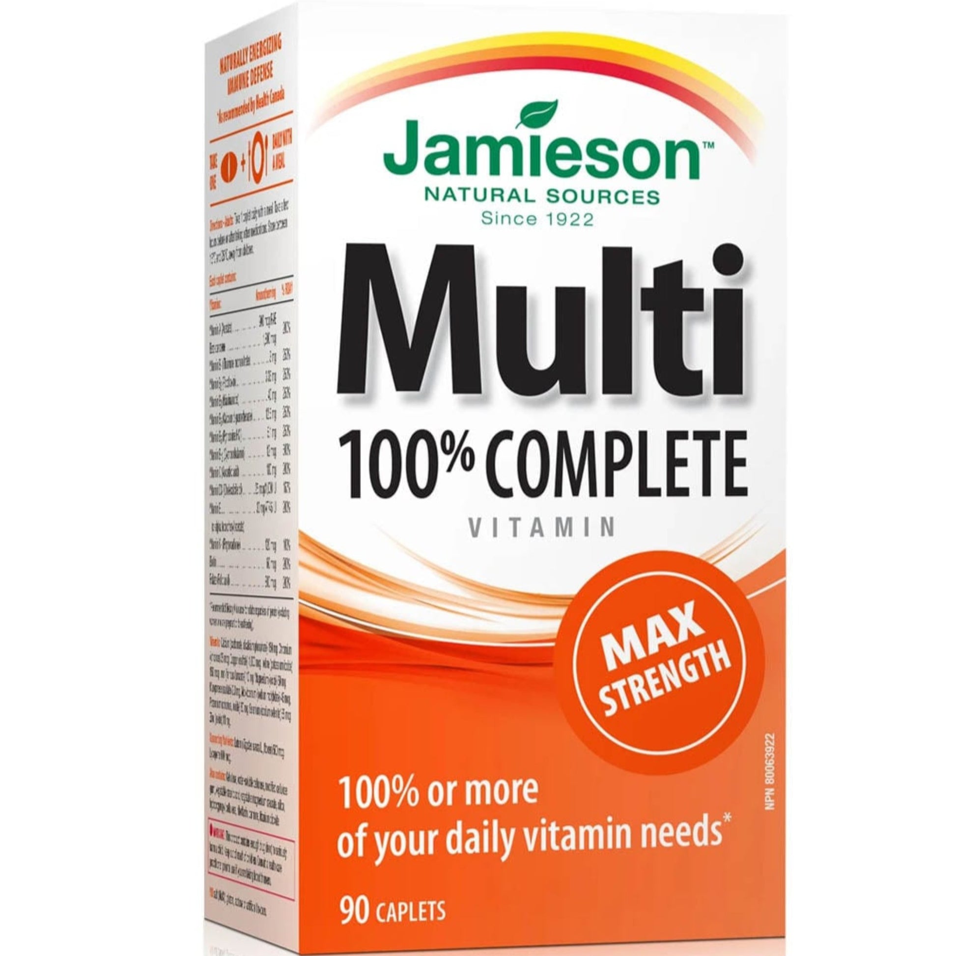 90 Caplets | Jamieson Multi 100% Complete Max Strength 