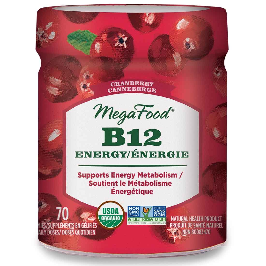 MegaFood Vitamin B12 Gummies, Organic, 70 Gummies CLEARANCE PRICING