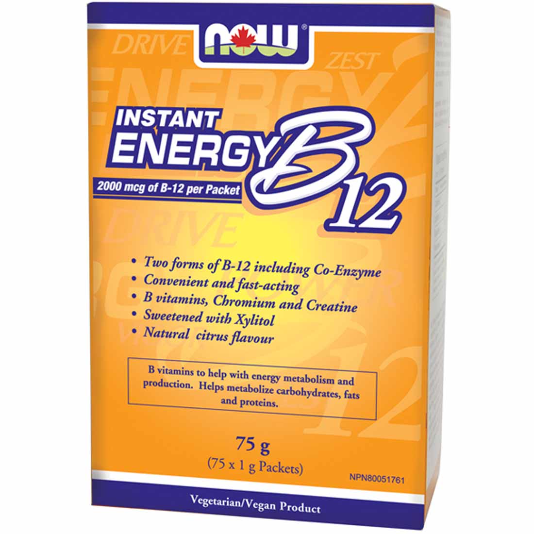 NOW B12 Instant Energy Packets 2000mcg, 75 Packs – Vitamart.ca