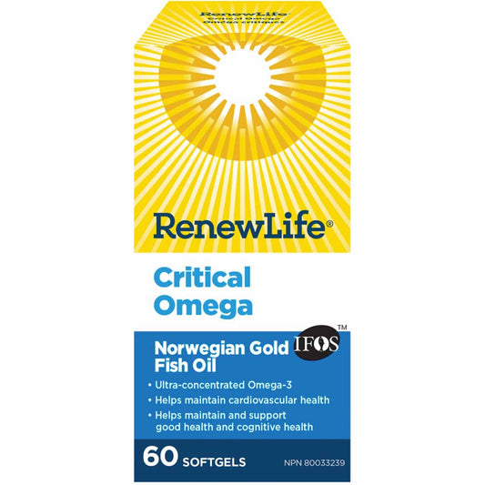 60 Softgels | RenewLife Critical Omega Norwegian Gold Fish Oil