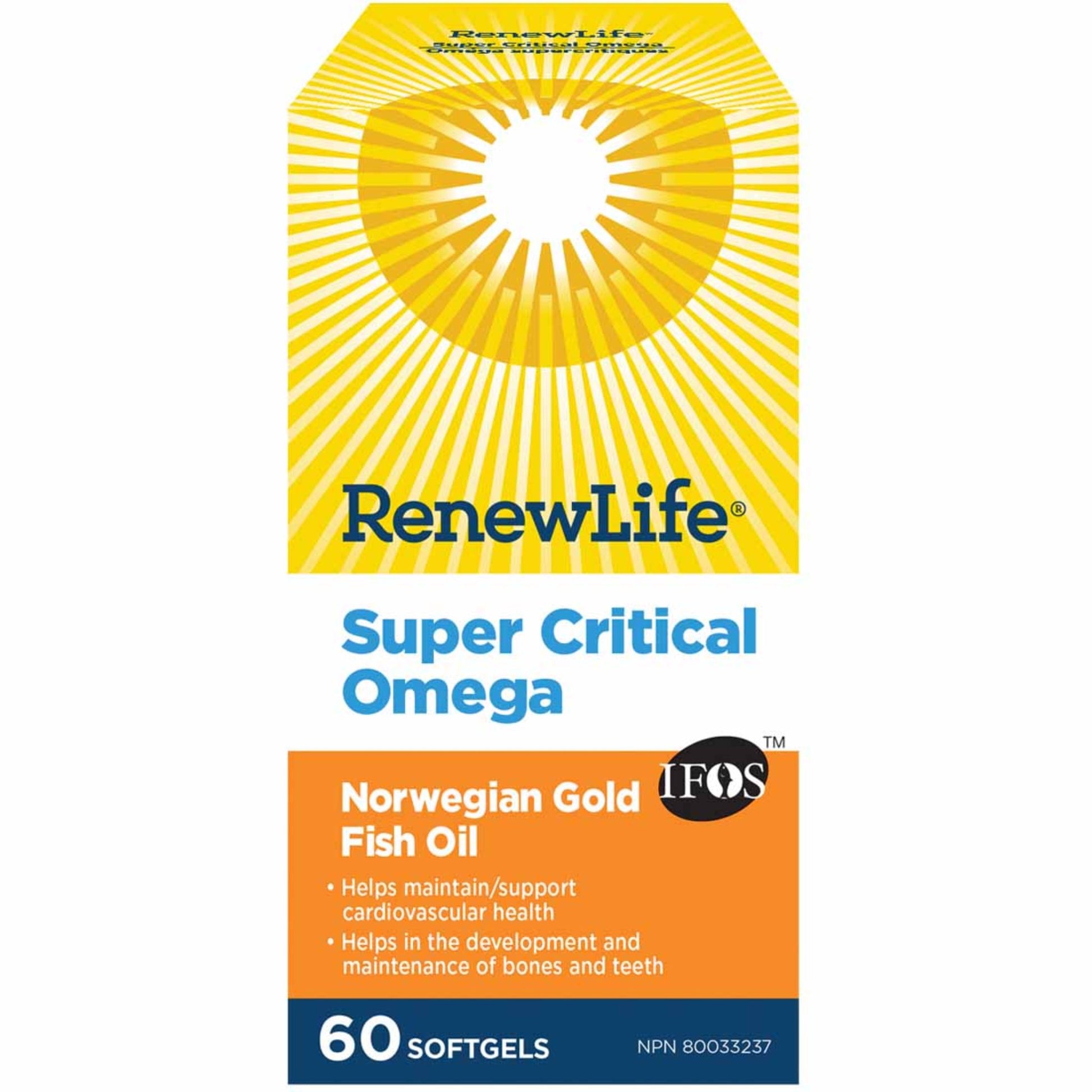 60 Softgels | RenewLife Super Critical Omega Norwegian Gold Fish Oil